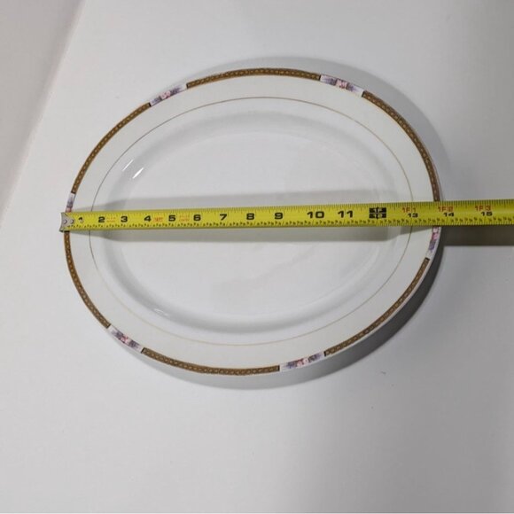 Noritake Chanossa Oval Serving Platter Porcelain Gold Floral Trim Vintage - Picture 4 of 16